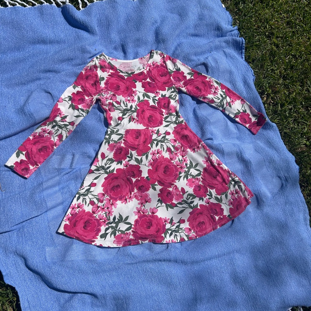 Floral Pink Kids Skater Dress